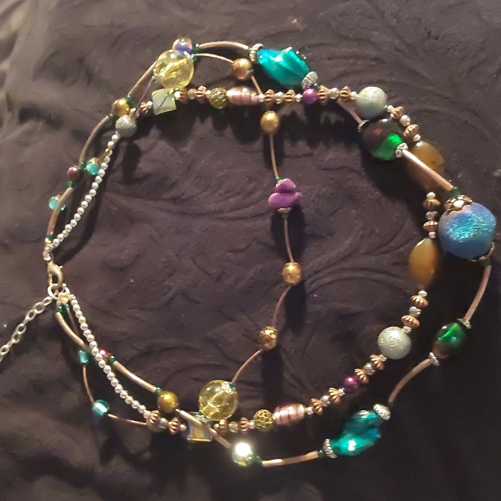 Vintage Triple Strand Beaded Necklace